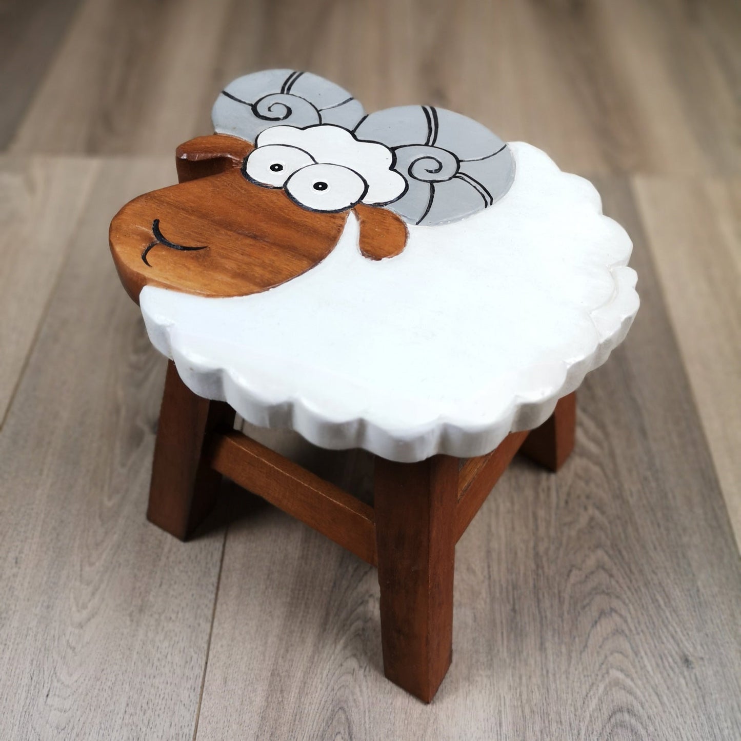 Giraffe Kids Table Set with Sheep & Ram Stools – Handmade Solid Hardwood