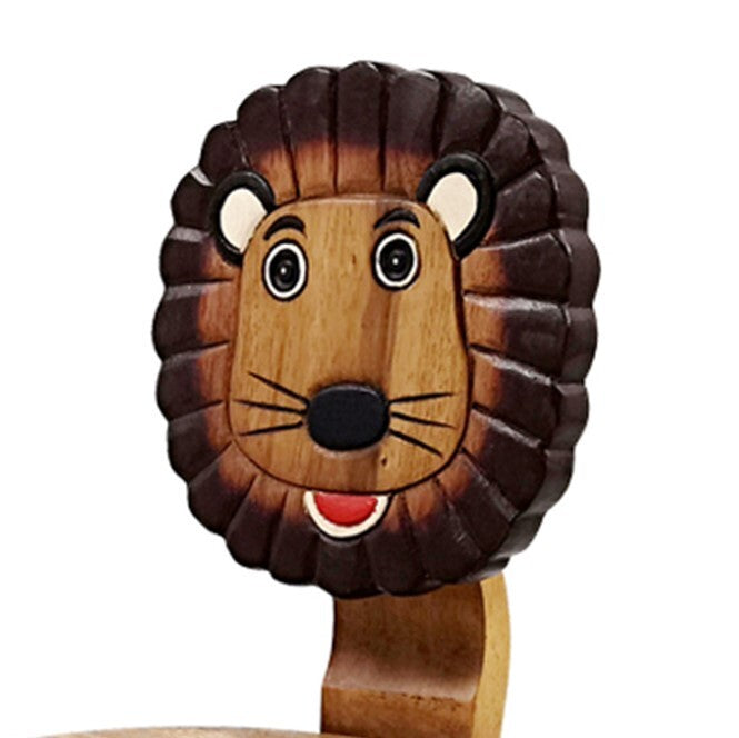 Lion Kids Table Set with 2 Chairs – Handmade Solid Hardwood