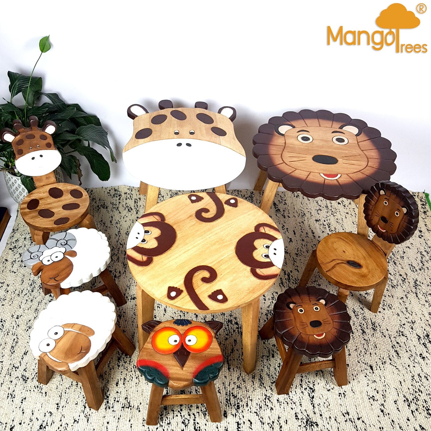 Kids Animal Chair Lion Design – Handmade Solid Hardwood