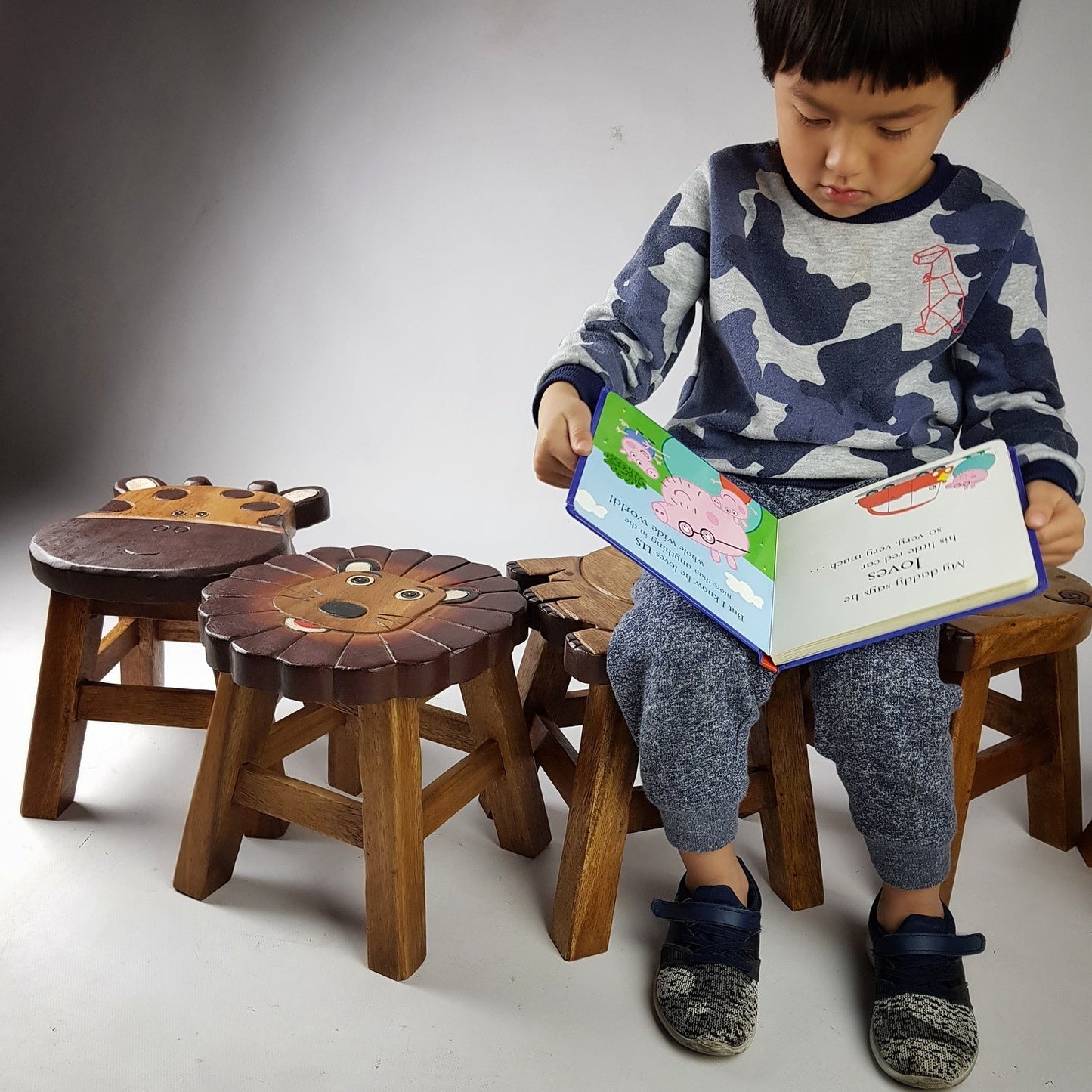 Premium Kids Wooden Sheep Stool – Handmade Solid Wood Toilet Training and Step Stool