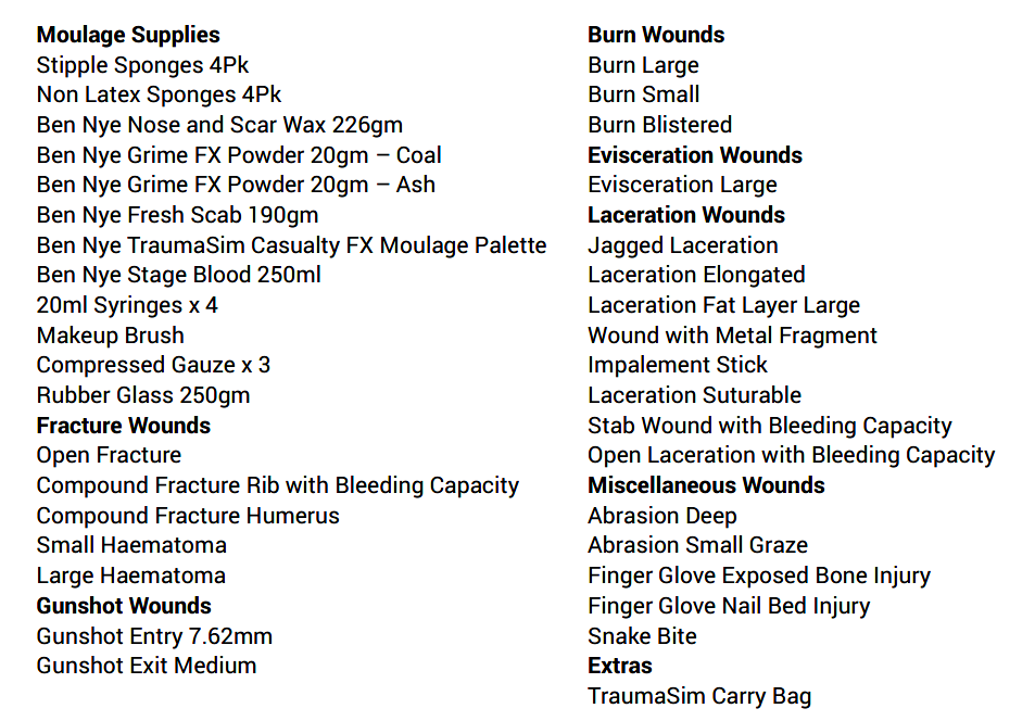 Trauma Simulation Moulage Kit – First Aid & Emergency Training Set