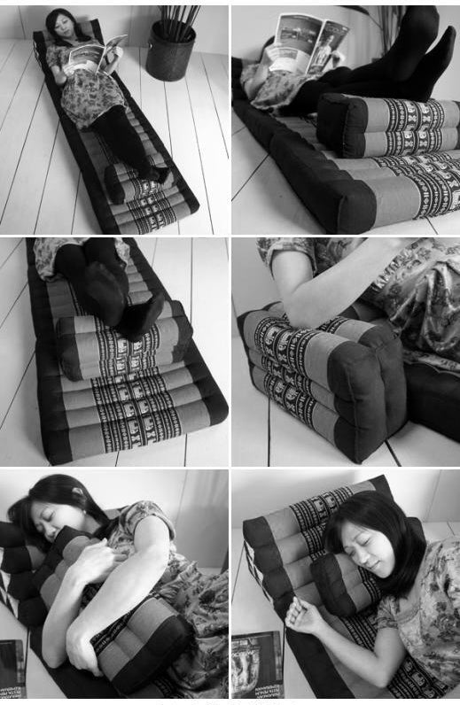 Jumbo Thai Triangle Pillow 3‑Fold – Handmade Kapok Daybed Cushion | Fold-Out Floor Mattress