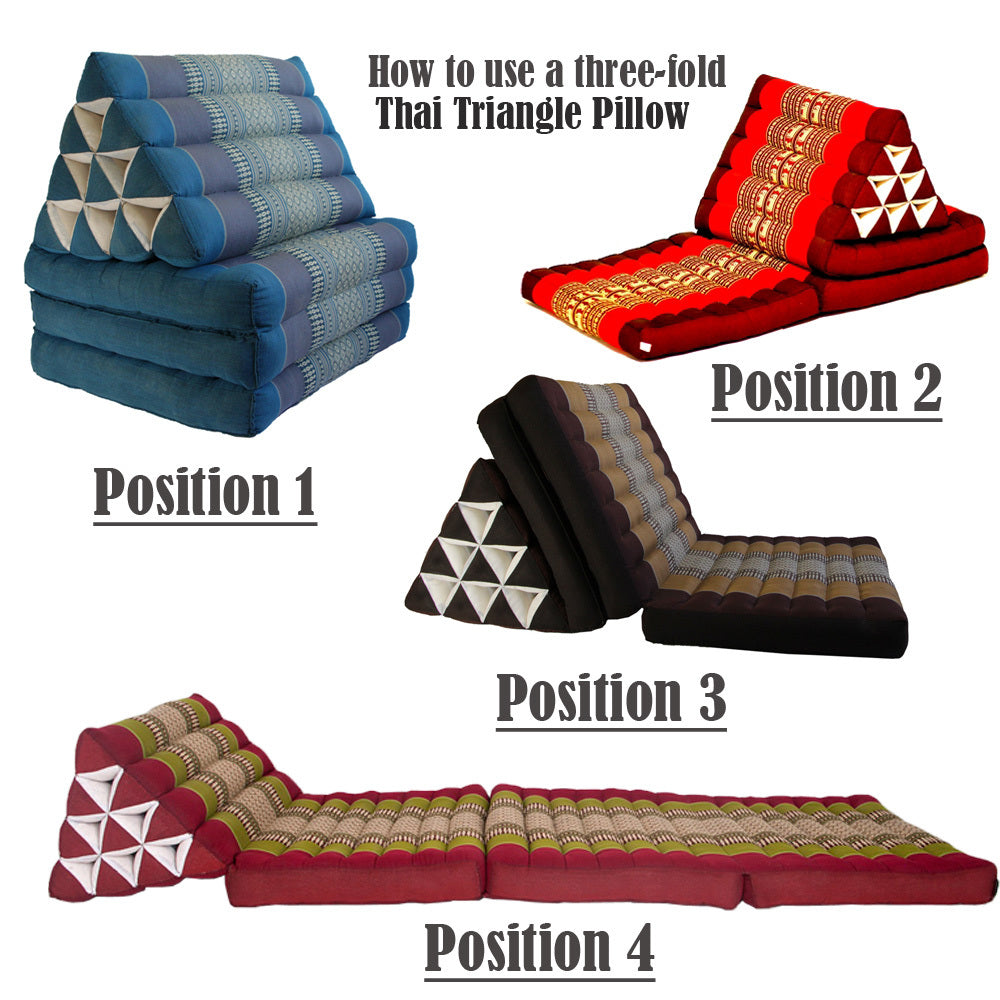 Jumbo Thai Triangle Pillow 3‑Fold – Handmade Kapok Daybed Cushion | Fold-Out Floor Mattress