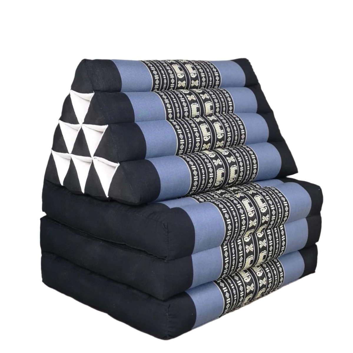 Large Thai Triangle Pillow – 3 Fold Floor Cushion | Handmade Thai Lounge Mat & Backrest | 100% Kapok Filled