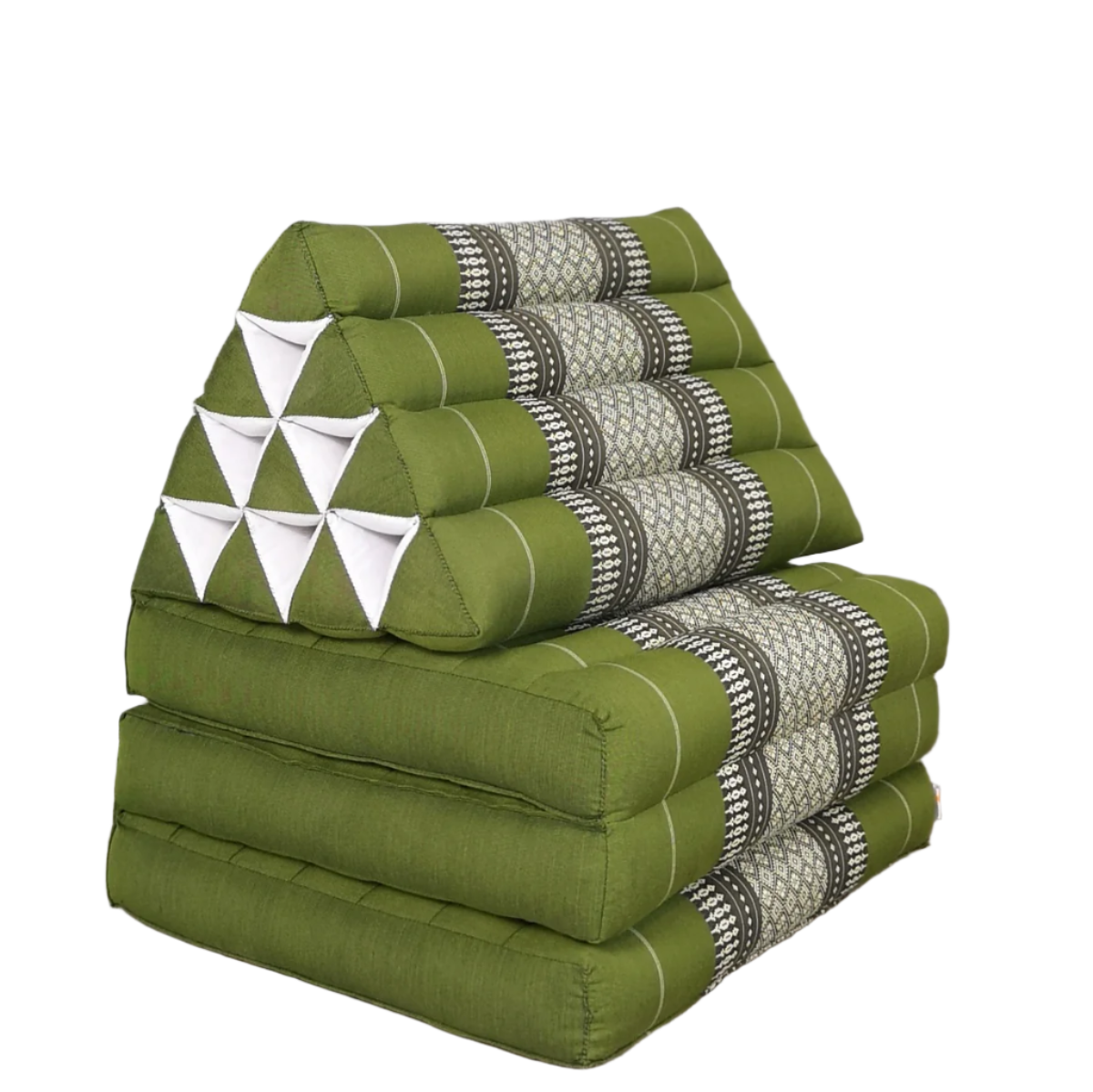 Large Thai Triangle Pillow – 3 Fold Floor Cushion | Handmade Thai Lounge Mat & Backrest | 100% Kapok Filled