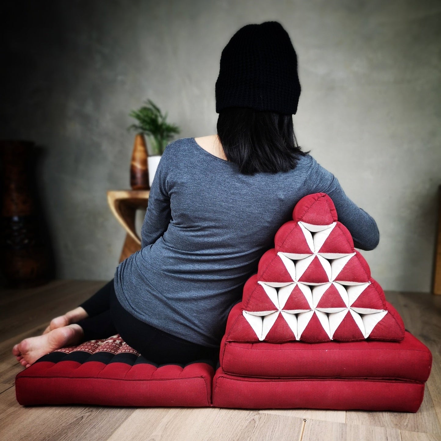 Jumbo Thai Triangle Pillow 3‑Fold – Handmade Kapok Daybed Cushion | Fold-Out Floor Mattress