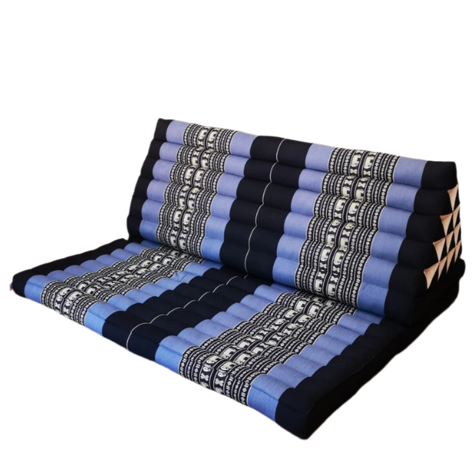 Thai Triangle Pillow Daybed | 3 Fold Floor Lounger, Guest Bed, Meditation Mat | 100% Kapok & Cotton