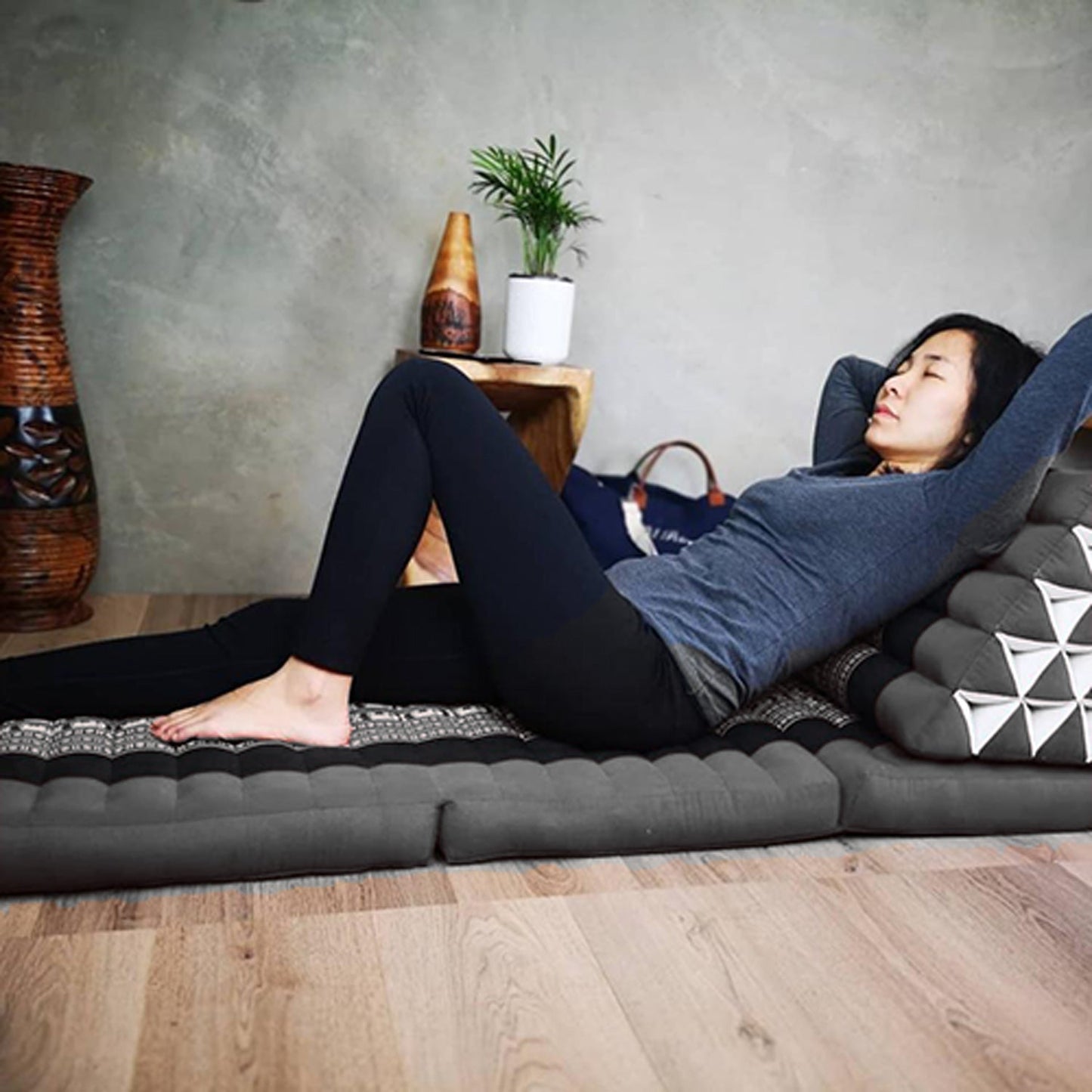Jumbo Thai Triangle Pillow 3‑Fold – Handmade Kapok Daybed Cushion | Fold-Out Floor Mattress