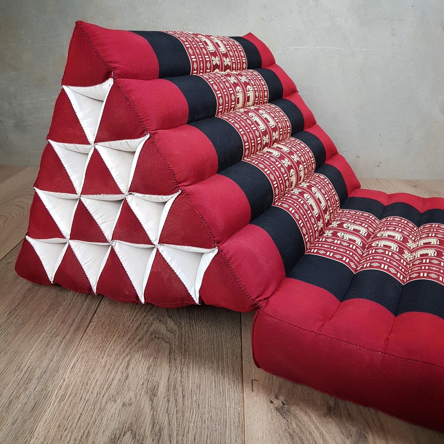 Jumbo 1-Fold Thai Triangle Pillow Mat – Handmade Kapok Floor Cushion and Portable Day Bed