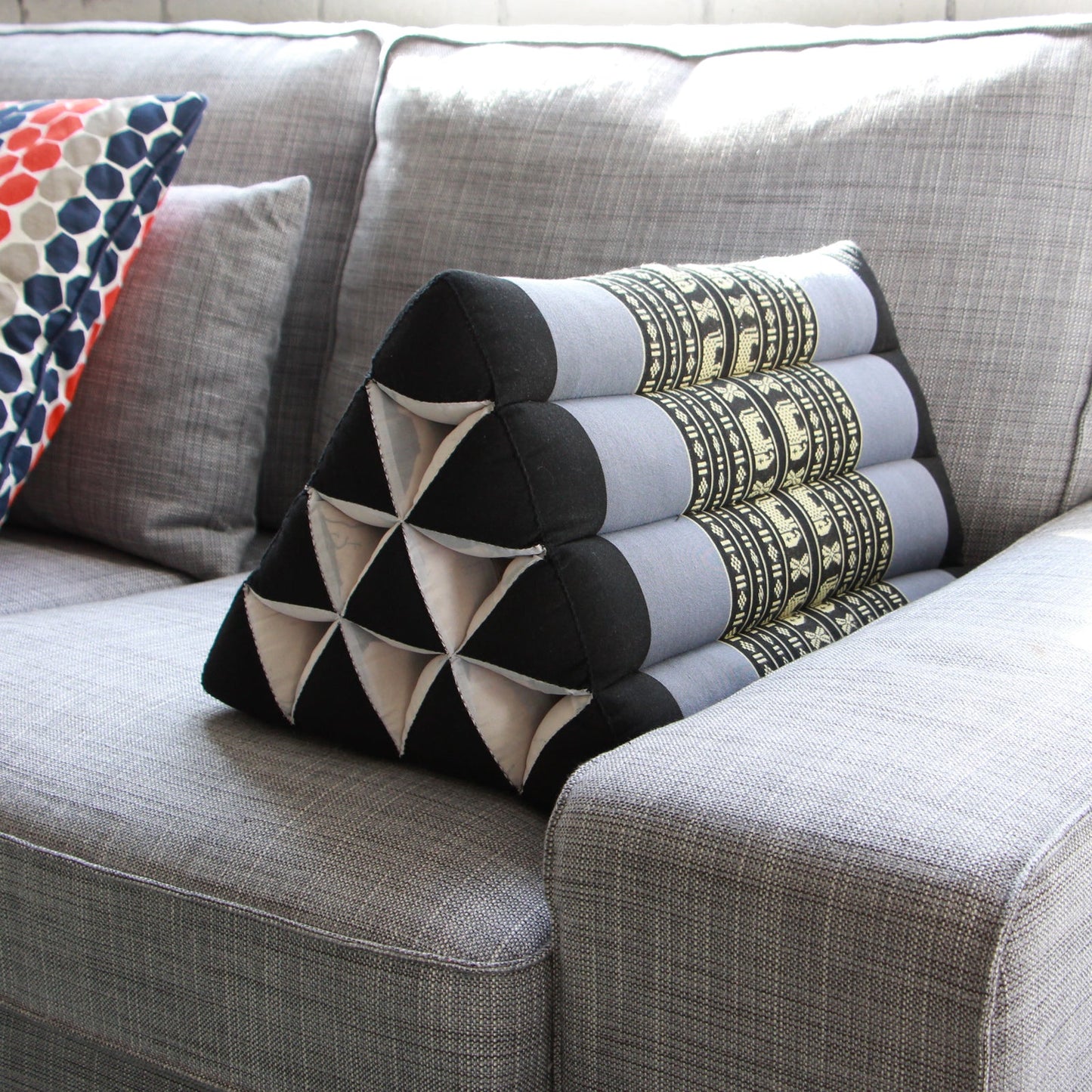 Thai Triangle Backrest Cushion – Handmade with Kapok Fill | Traditional Design | Firm, Allergen-Free Support | 50x32x30cm