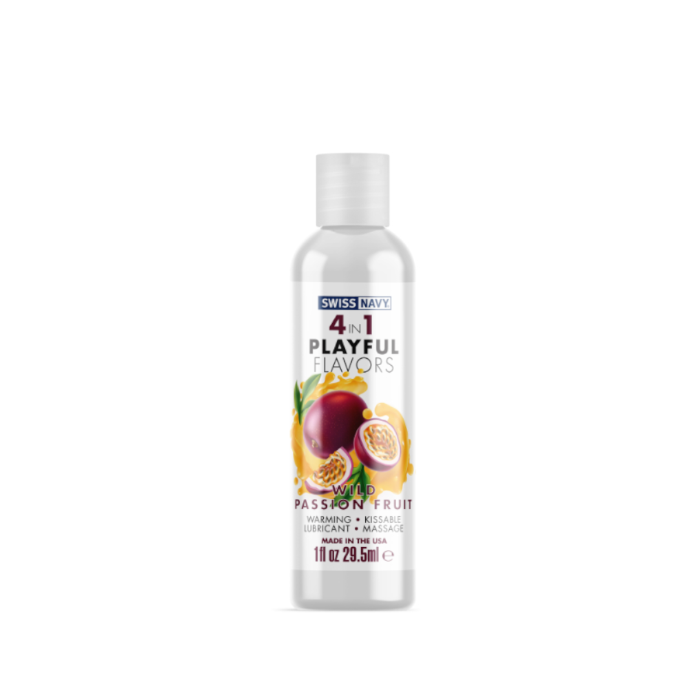 Swiss Navy Playful Flavours 4 In 1 Wild Passion Fruit Water Based Lubricant Sex Toy Safe 118ML