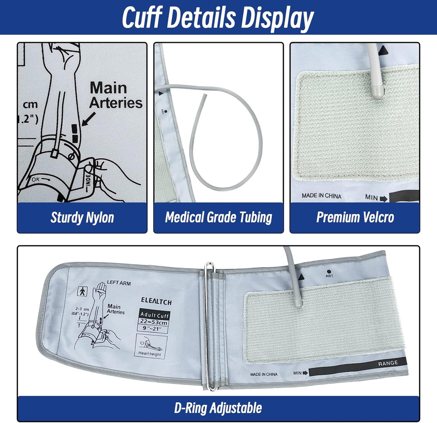 Omron 9201d-21201d XL Blood Pressure Cuff 22-52 cm Gray Adult Compatible