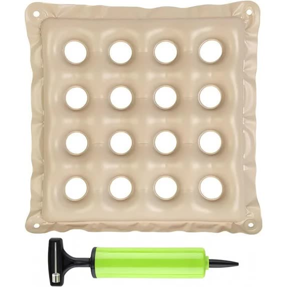 Inflatable Waffle Air Cushion - Pressure Relief for Wheelchair & Bed Sores Cream