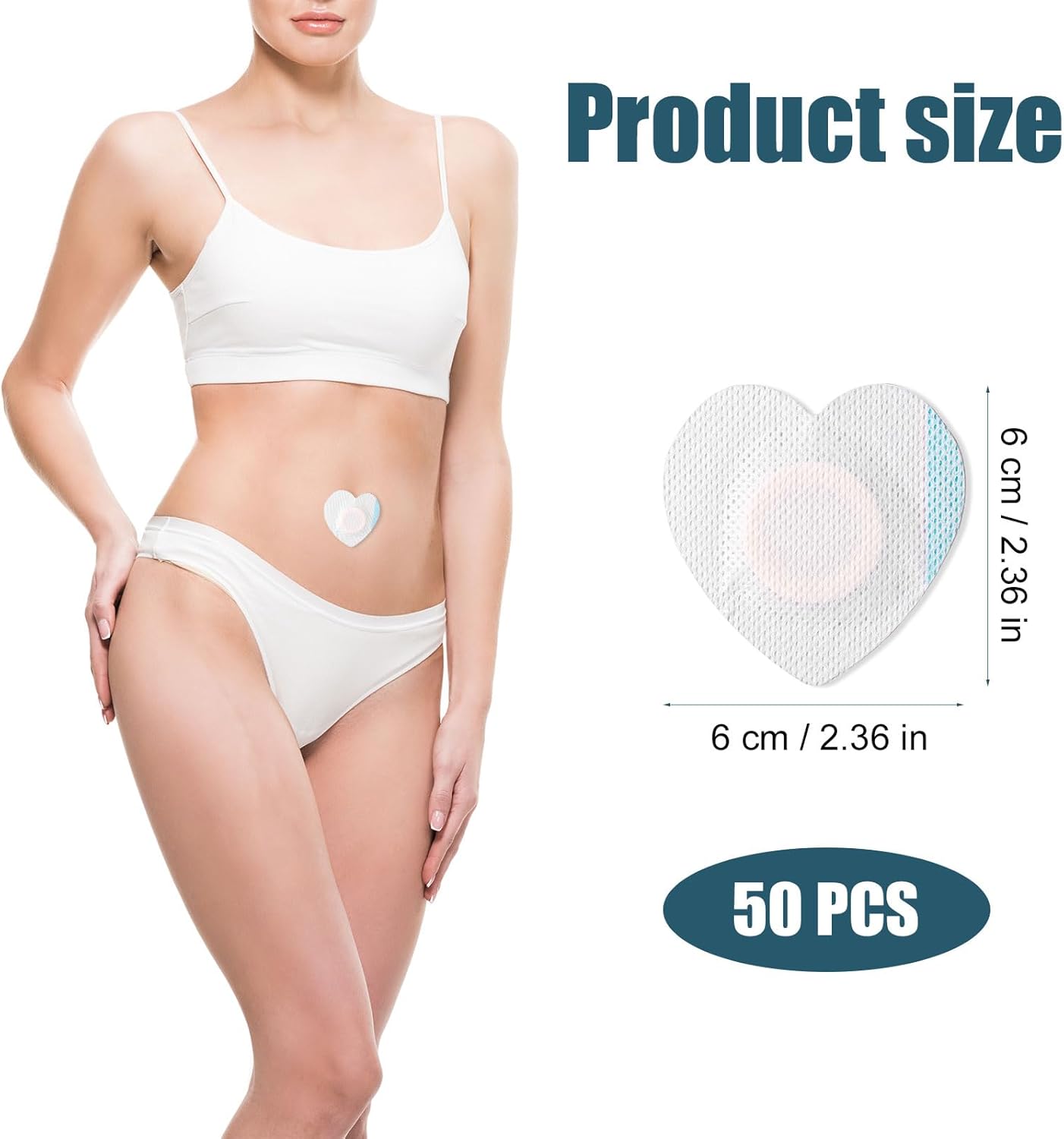 50PCS Heart-Shape Castor Oil Belly Button Patches - Waterproof Disposable Stickers