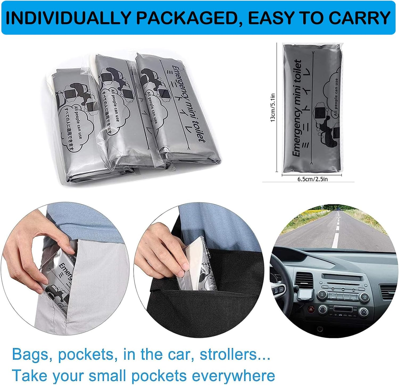 Disposable Emergency Urinal Bags 20-Pack - Portable Pee Bags for Travel & Camping