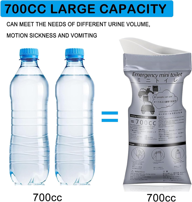Disposable Emergency Urinal Bags 12-Pack - Portable Pee Bags for Travel & Camping