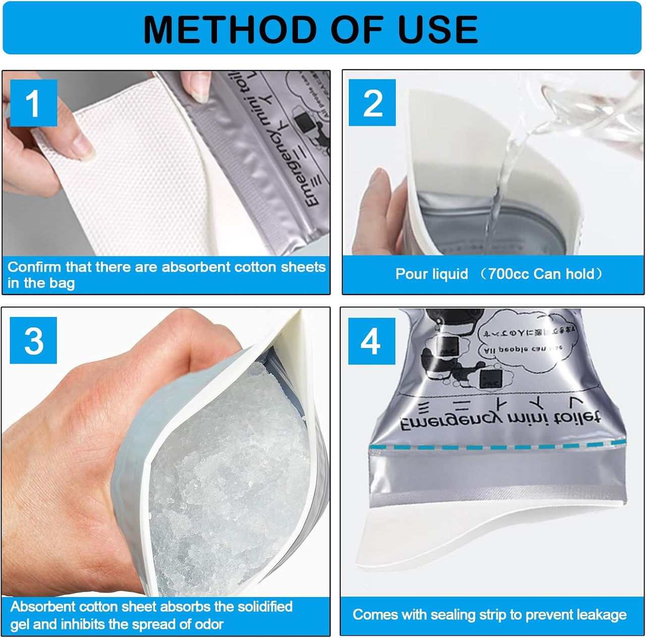 Disposable Emergency Urinal Bags 12-Pack - Portable Pee Bags for Travel & Camping