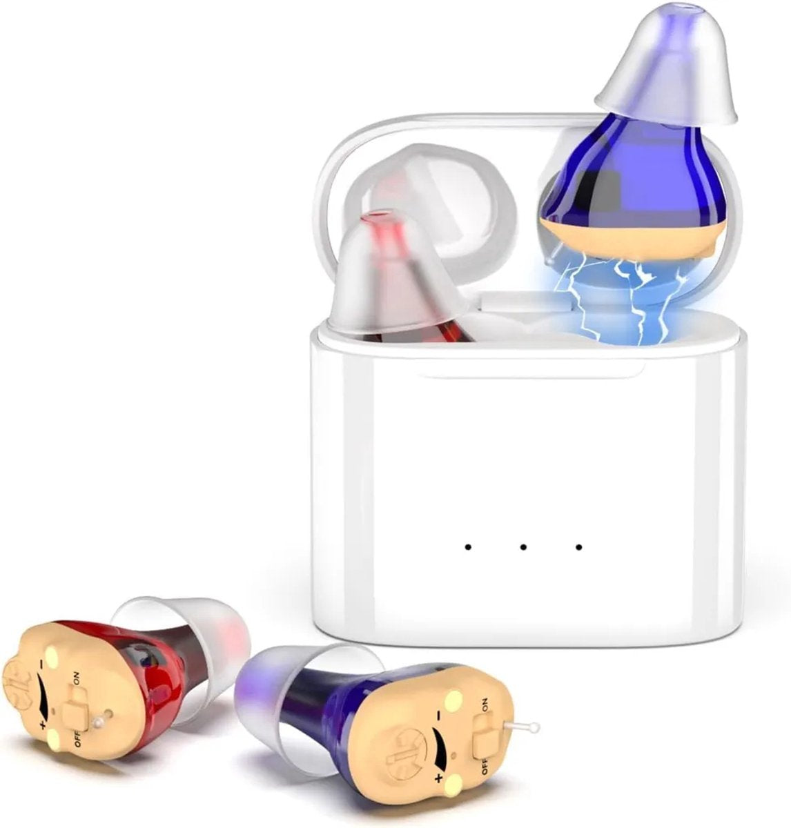 Wireless Charging Digital In-Ear Hearing Aids - Dual-Channel with Noise Reduction