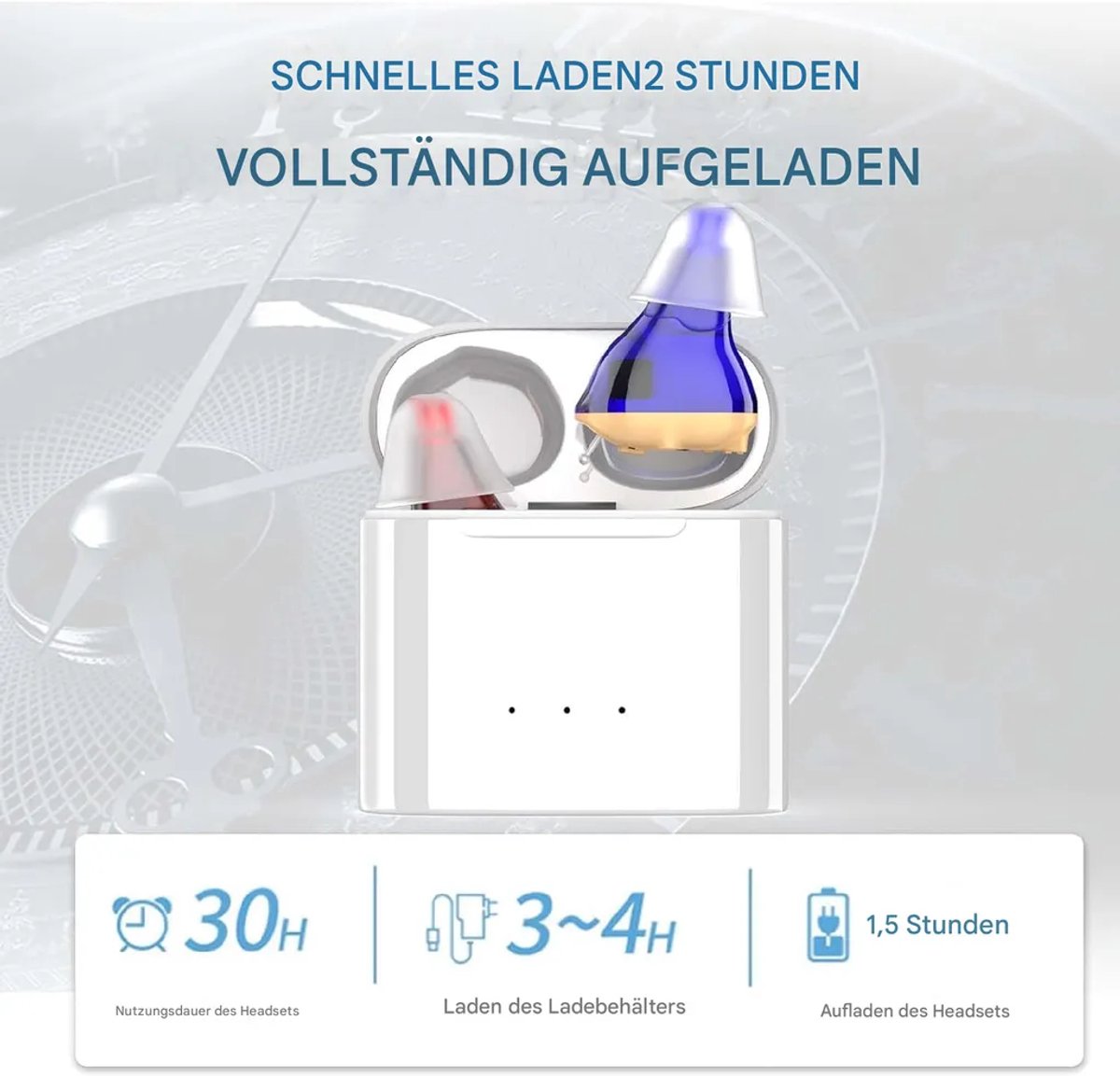 Wireless Charging Digital In-Ear Hearing Aids - Dual-Channel with Noise Reduction