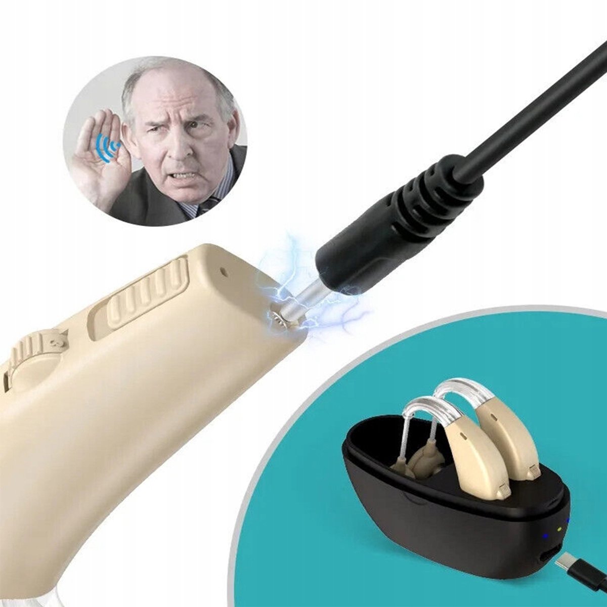 Digital Rechargeable Behind-the-Ear Hearing Aid - Smart Noise Cancellation