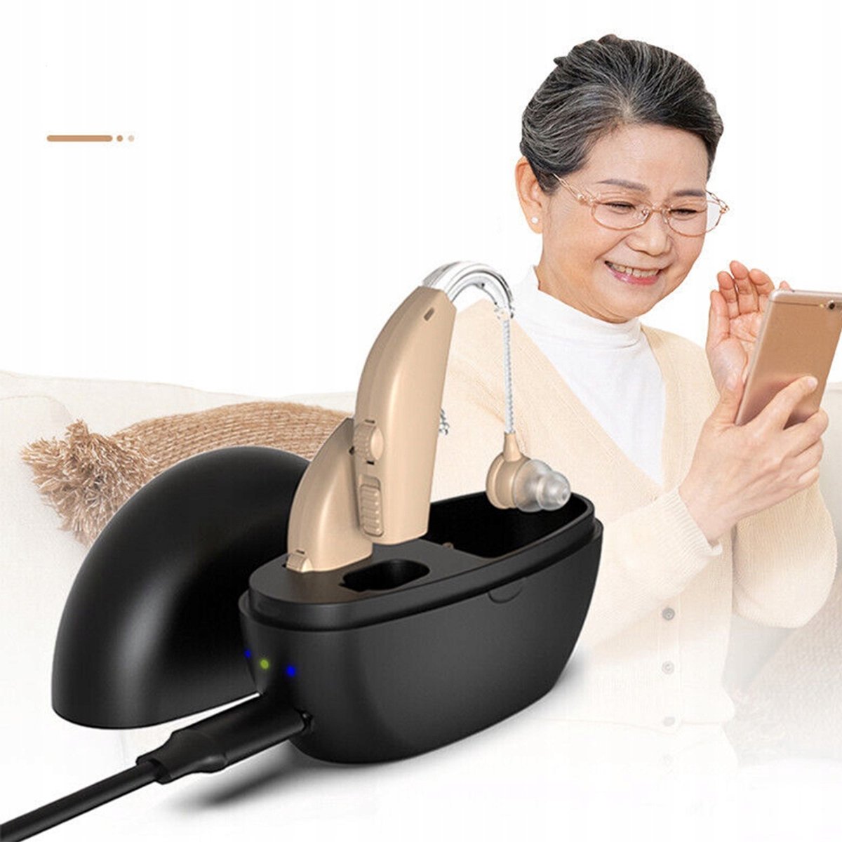 Digital Rechargeable Behind-the-Ear Hearing Aid - Smart Noise Cancellation