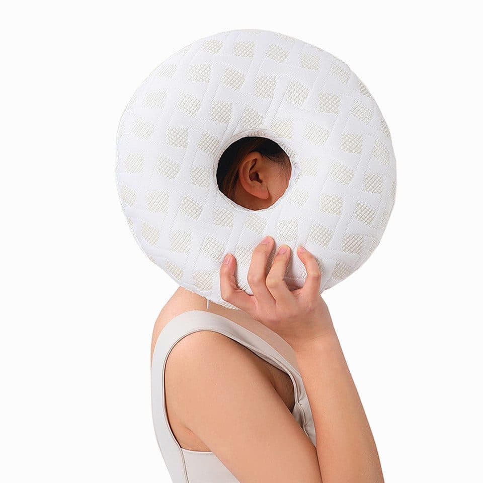 Ergonomic Ear Pillow for Side Sleeping - Perforated Design to Relieve Ear Pressure Beige