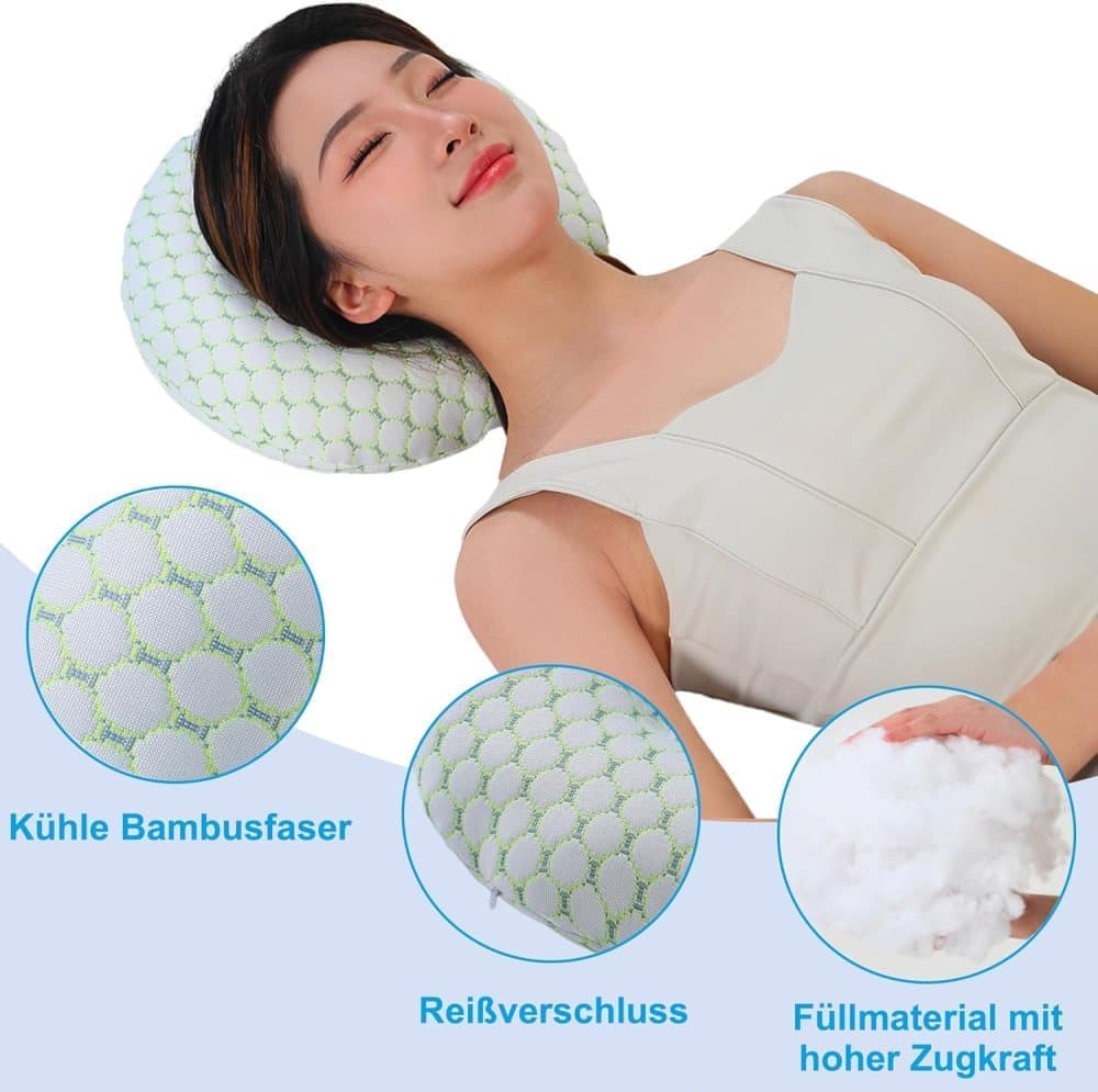 Orthopedic Ear Hole Pillow for Side Sleeping - Bamboo Microfiber Wood