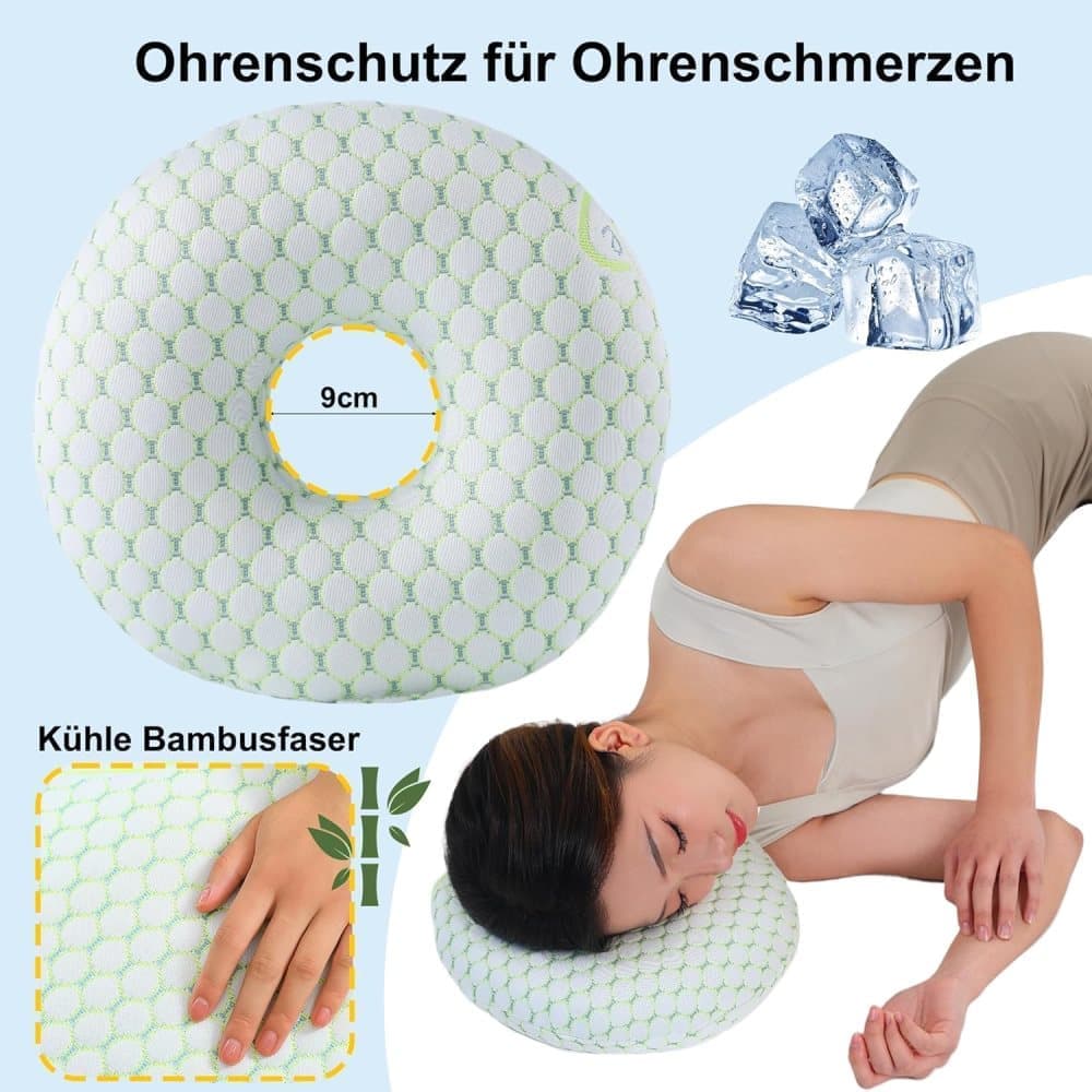Orthopedic Ear Hole Pillow for Side Sleeping - Bamboo Microfiber Wood