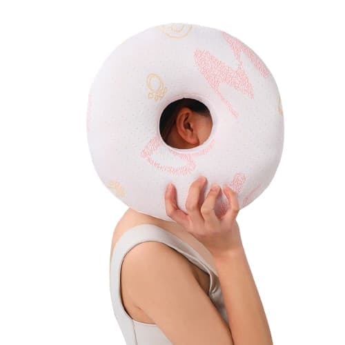 Orthopedic Ear Hole Pillow for Side Sleeping - Bamboo Microfiber Pink