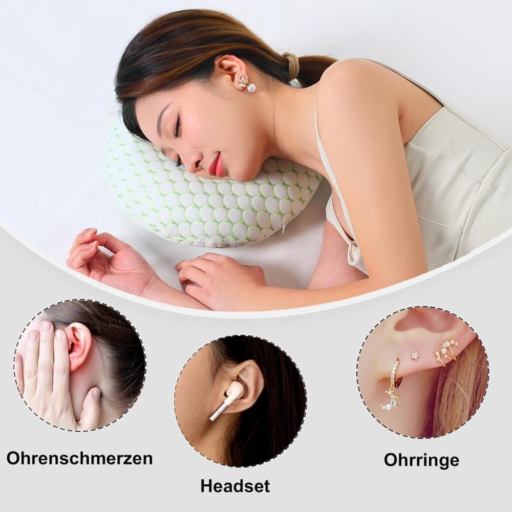 Orthopedic Ear Hole Pillow for Side Sleeping - Bamboo Microfiber Pink