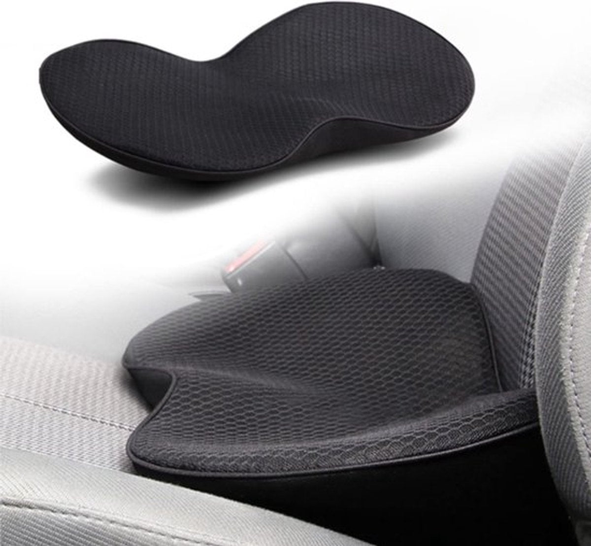 Car Wedge Seat Cushion - Memory Foam Ergonomic Tailbone & Sciatica Relief Black