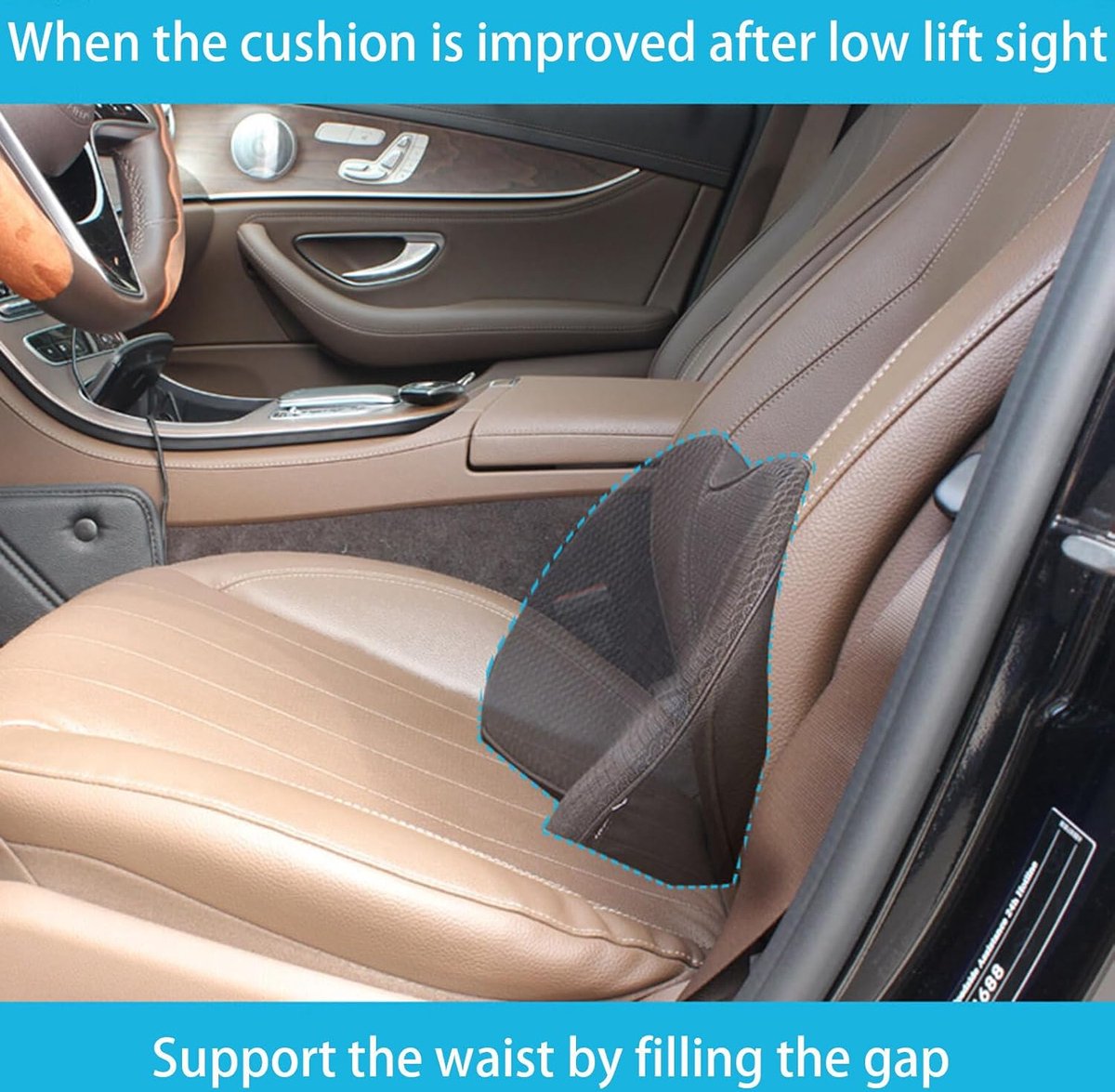 Car Wedge Seat Cushion - Memory Foam Ergonomic Tailbone & Sciatica Relief Black