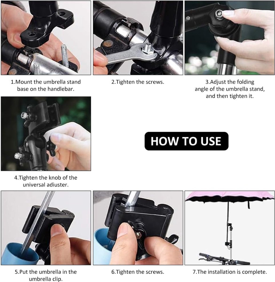 Universal Umbrella Holder 30-45cm - For Wheelchair Scooter & Stroller Black