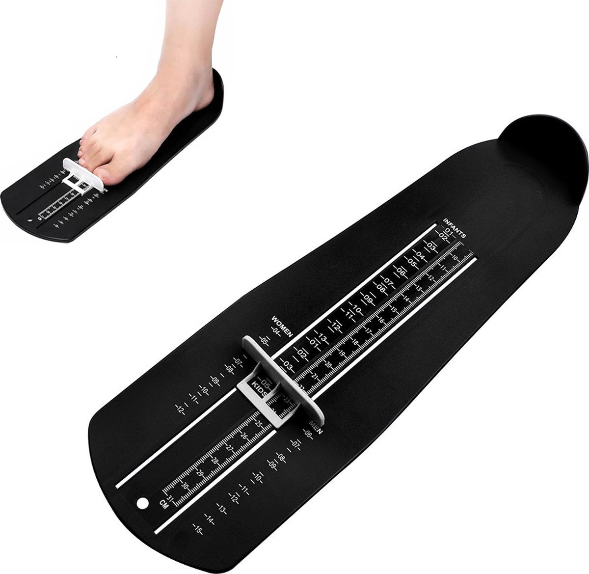 Universal Foot Measuring Tool – Child & Adult Shoe Size Meter, Black