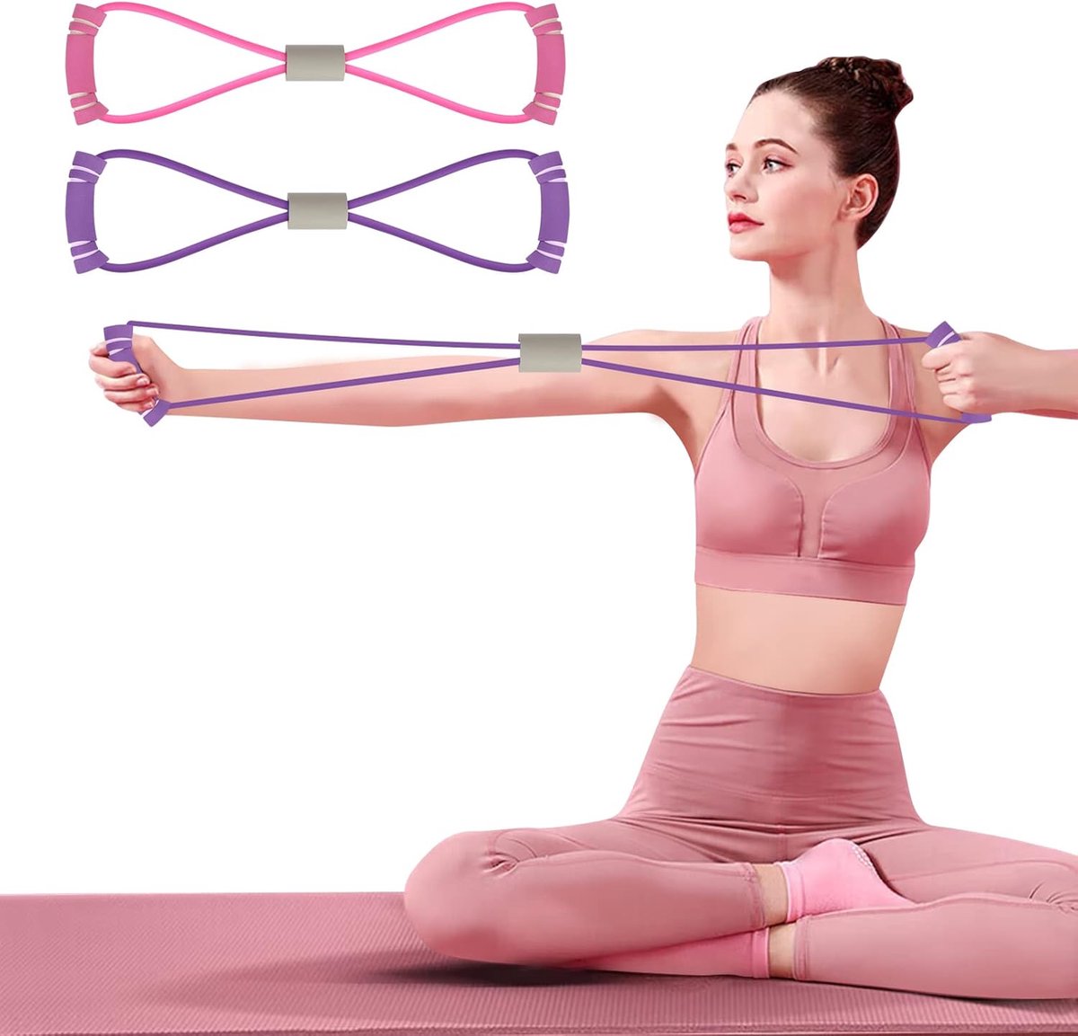 Figure 8 Resistance Bands 2-Pack - Fitness Stretch & Pull Rope Tube