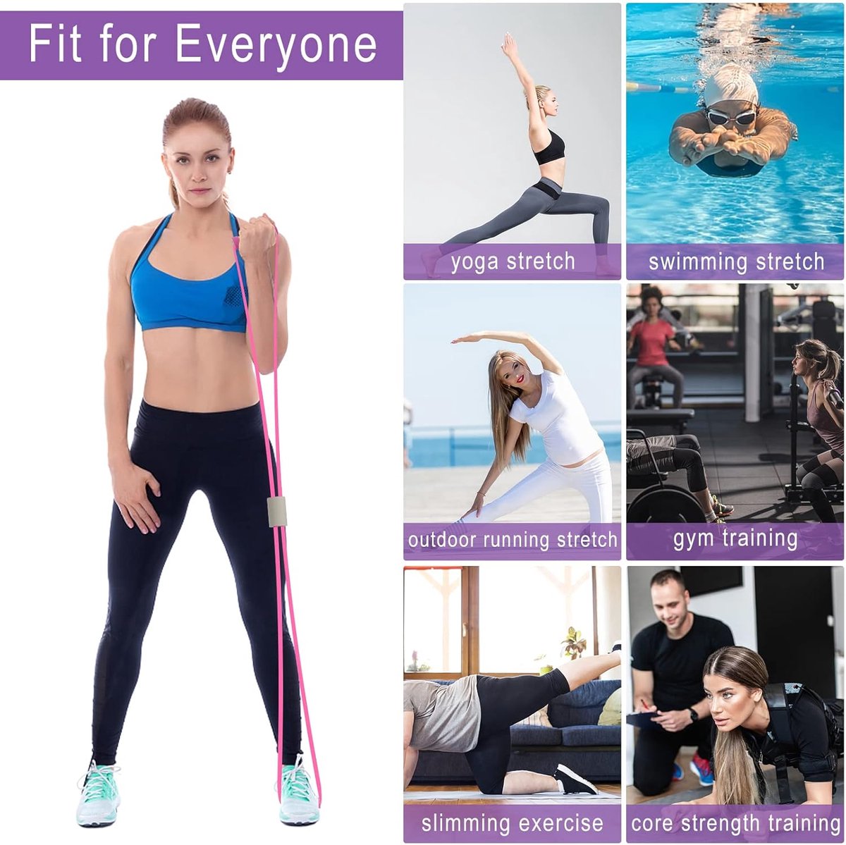 Figure 8 Resistance Bands 2-Pack - Fitness Stretch & Pull Rope Tube