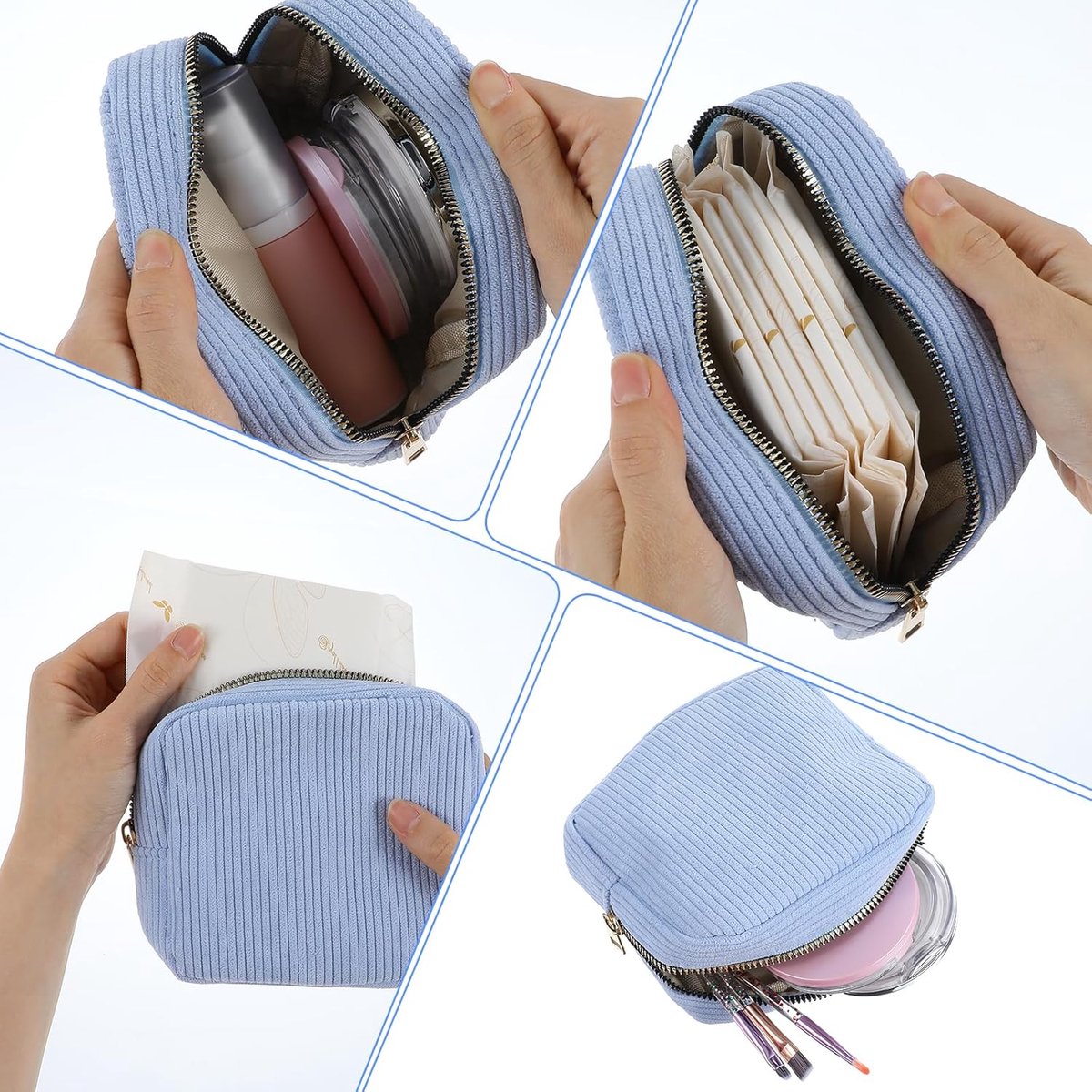 Waterproof Sanitary Pad & Tampon Storage Bag - Menstrual Pouch (Blue)