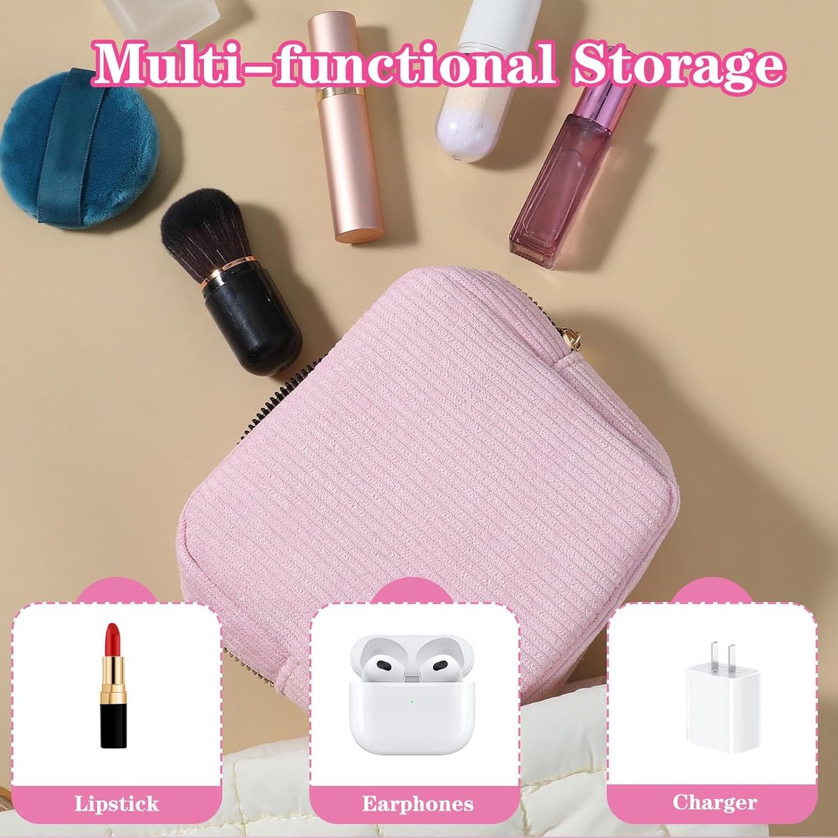 Waterproof Sanitary Pad & Tampon Storage Bag - Menstrual Pouch (Pink)