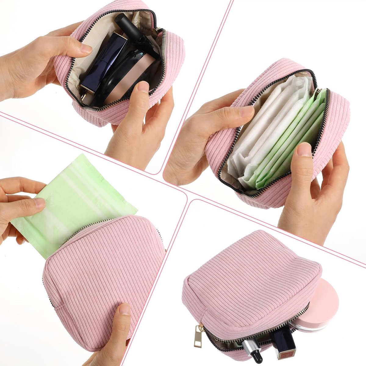 Waterproof Sanitary Pad & Tampon Storage Bag - Menstrual Pouch (Pink)