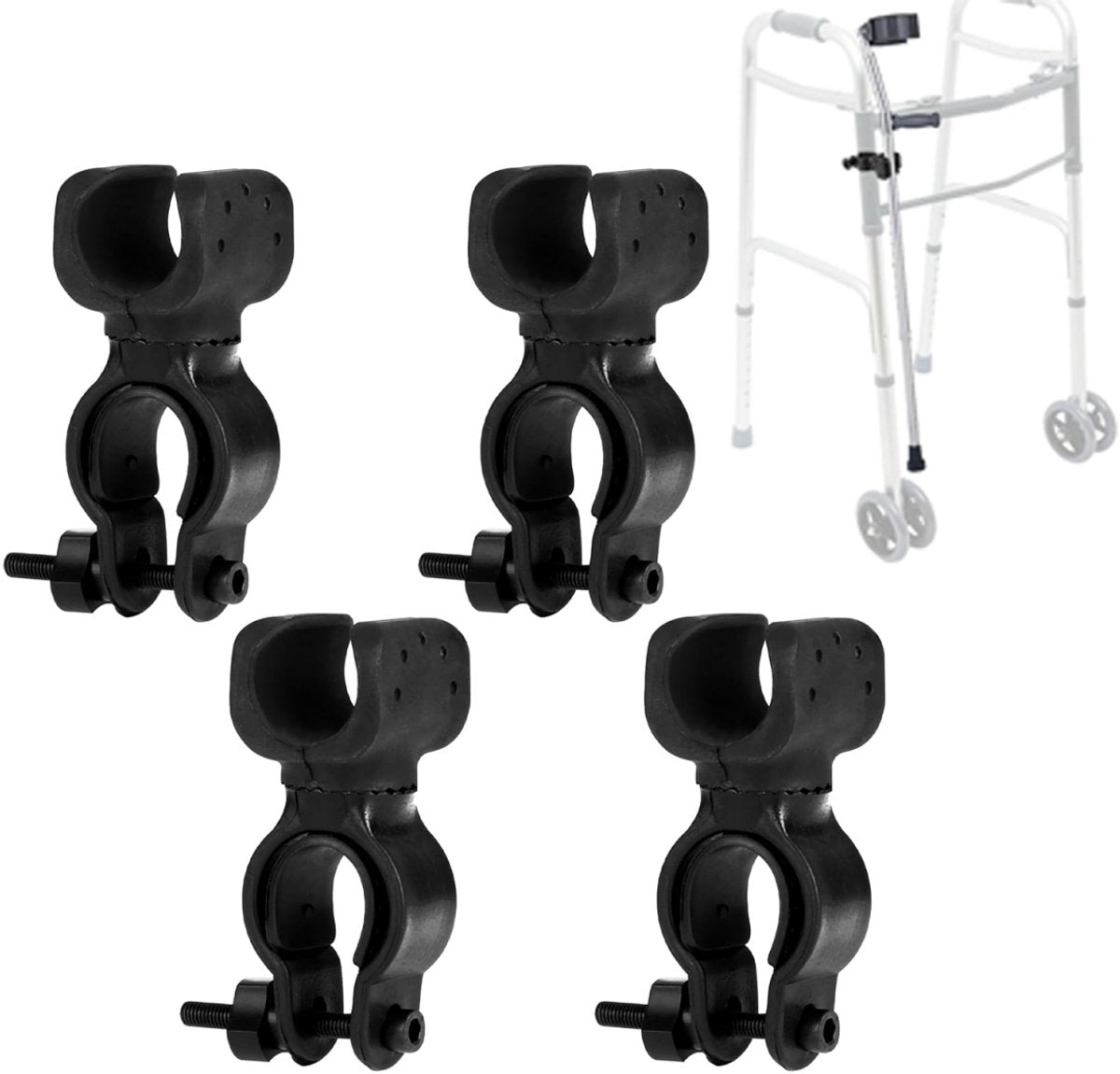 Universal Crutch & Walking Stick Holder 8.3x4.5x3.3cm - Wheelchair & Rollator Clip