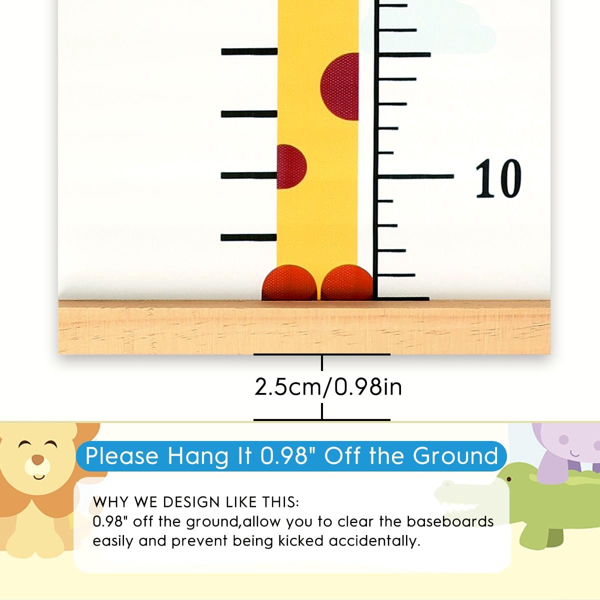 Children's Growth Chart Ruler 20x200cm - Wall-Mount Giraffe Measuring Stick