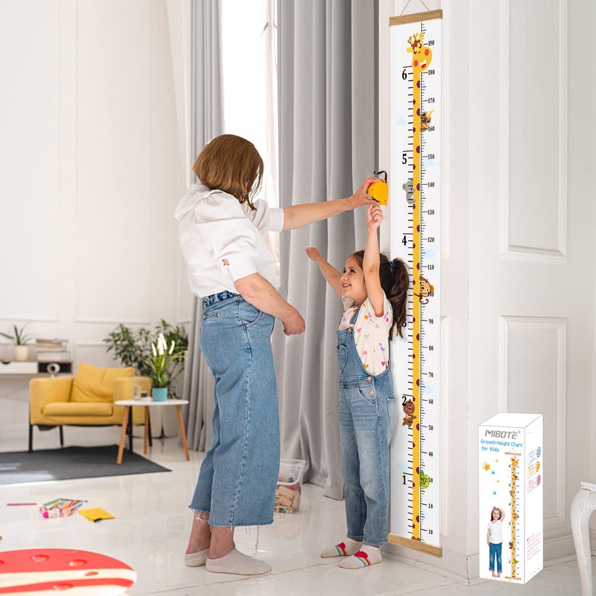 Children's Growth Chart Ruler 20x200cm - Wall-Mount Giraffe Measuring Stick