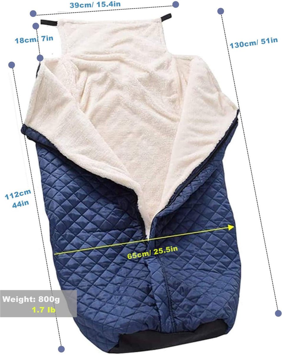 Wheelchair Blanket Footmuff 130x65cm - Wind & Waterproof Cashmere Lined
