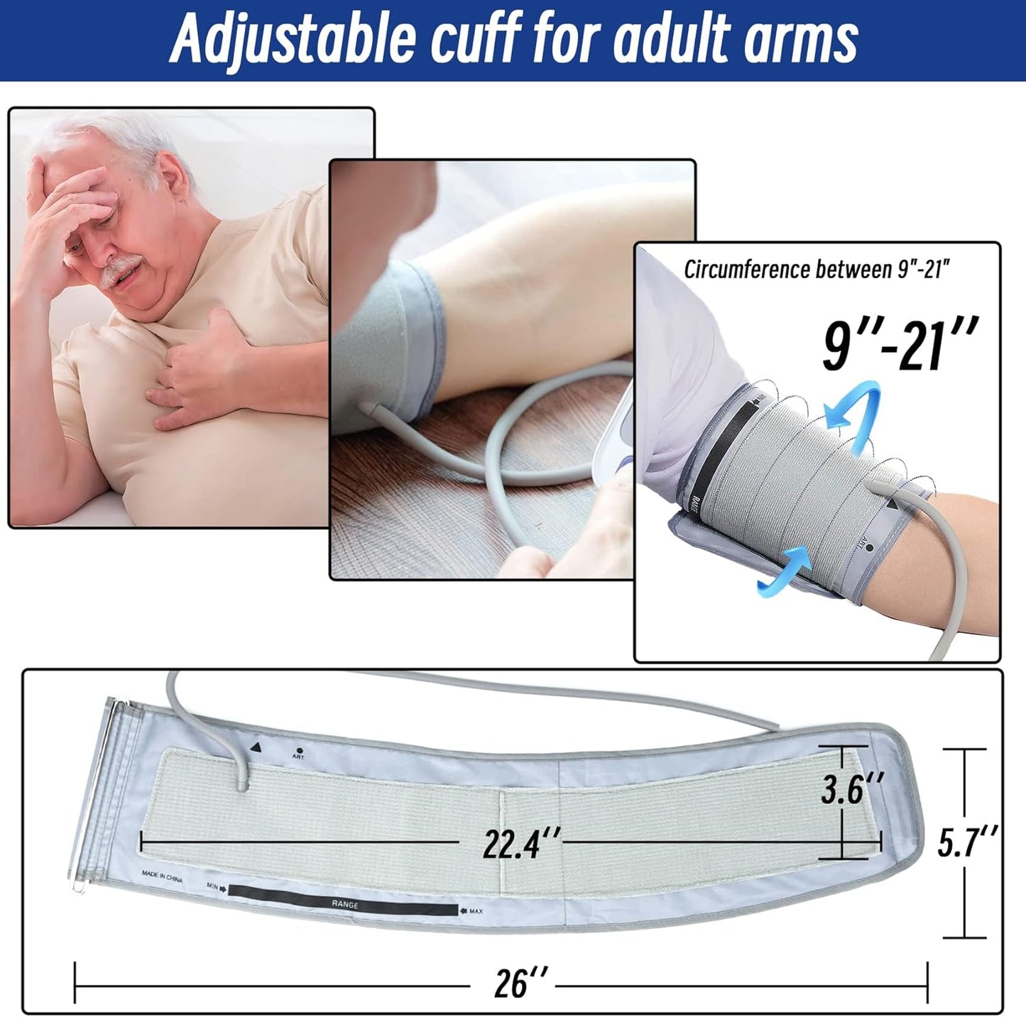 Extra Large BP Cuff for Omron (22-53cm) - XL Adult Arm Replacement Gray
