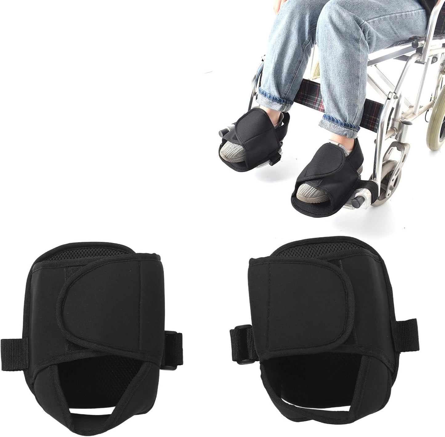 2PCS Wheelchair Shoe Holders - Oxford Anti-Fall Restraint with Fixed Straps