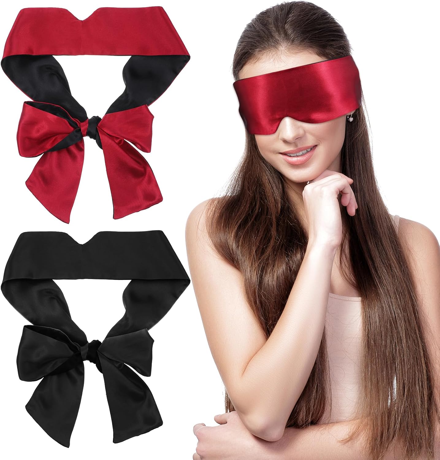 Satin Blindfold 4-Pack 57 - Soft V-Shaped Sleep Eye Mask for Adults & Meditation