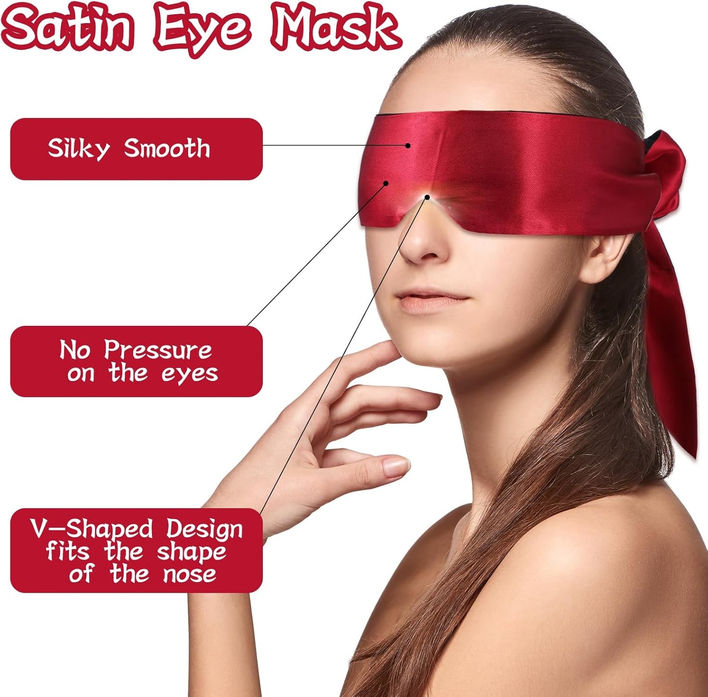 Satin Blindfold 4-Pack 57 - Soft V-Shaped Sleep Eye Mask for Adults & Meditation