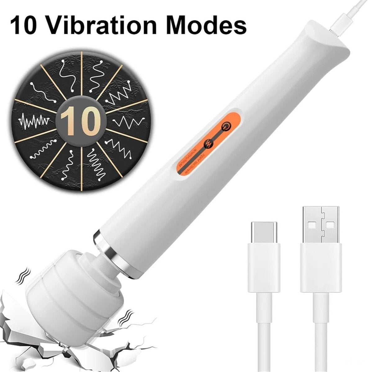 Powerful 10-Speed Plug-In Vibrator - G-Spot Nipple & Clitoral Massager (Black)