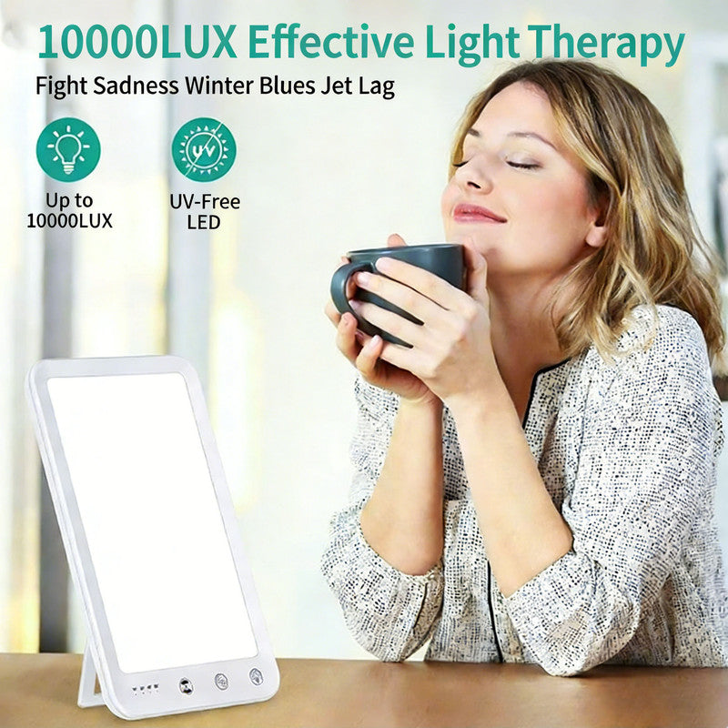 Light Therapy Lamp 10000 Lux UV-Free - Adjustable Brightness with Timer