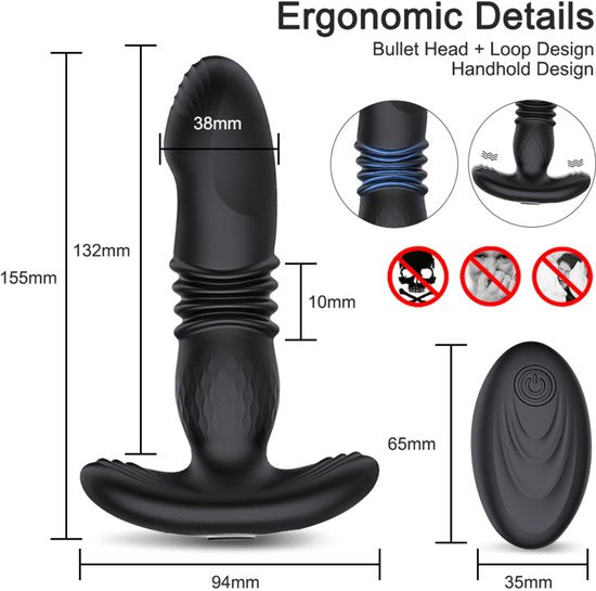 Retractable Vibrating Anal Plug - Wearable Unisex with Remote Control